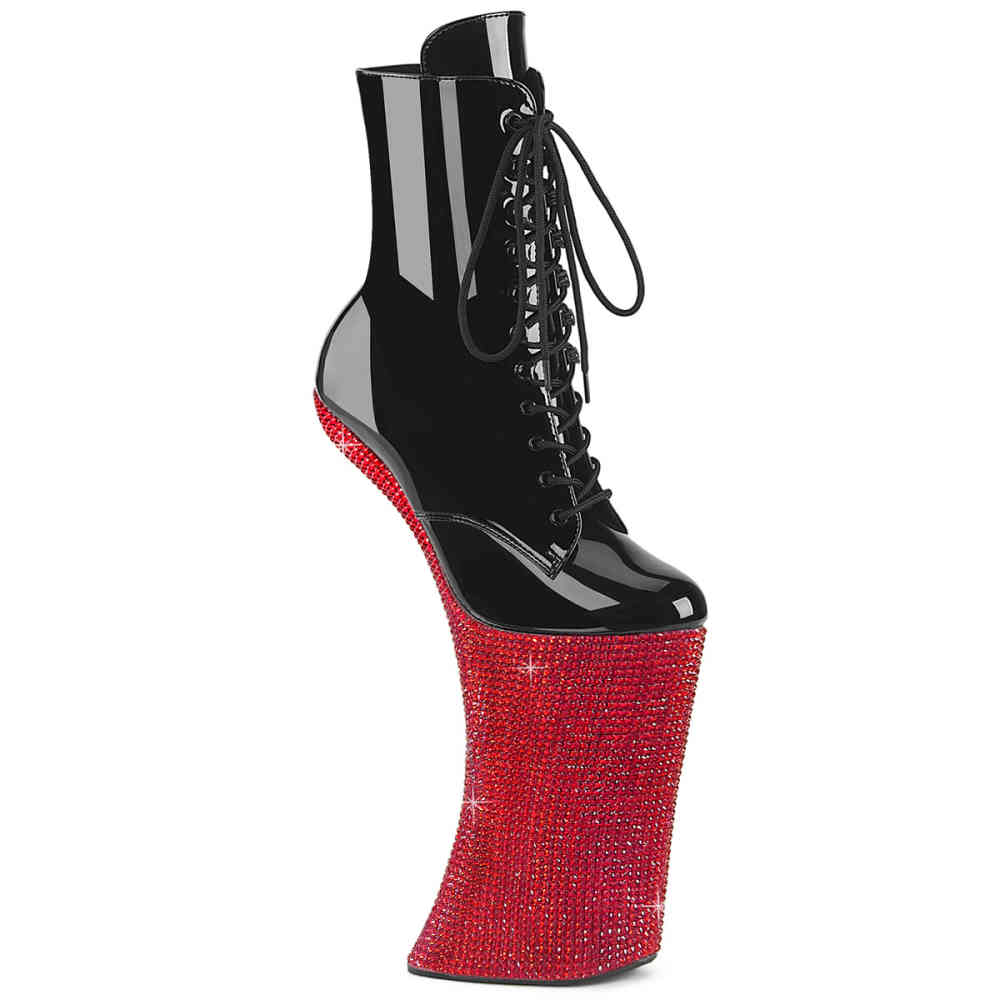 Pleaser - FORBIDDEN-1020BEJ Plateau Laarzen, Paaldans schoenen - Zwart/Rood